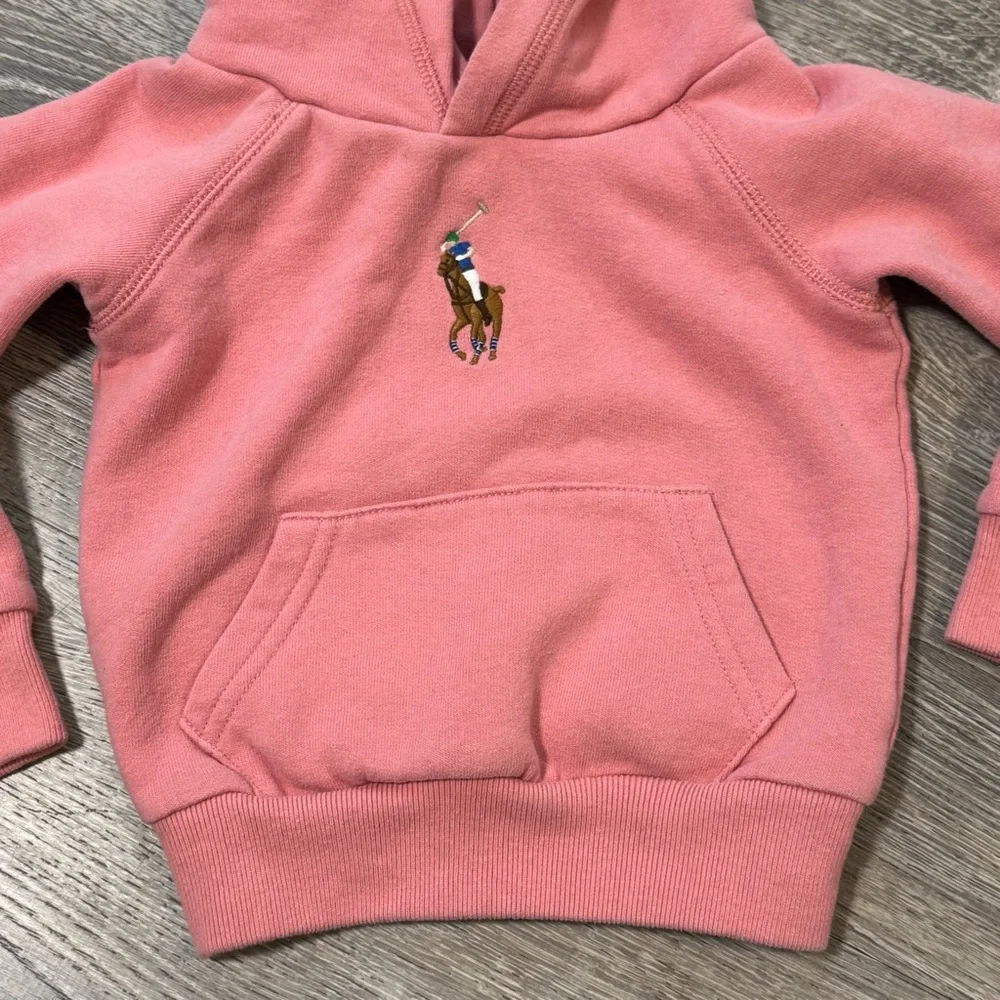 POLO RALPH LAUREN Baby Pink Hoodie Pony Embroidered Logo Girls 3 - Picture 2 of 6